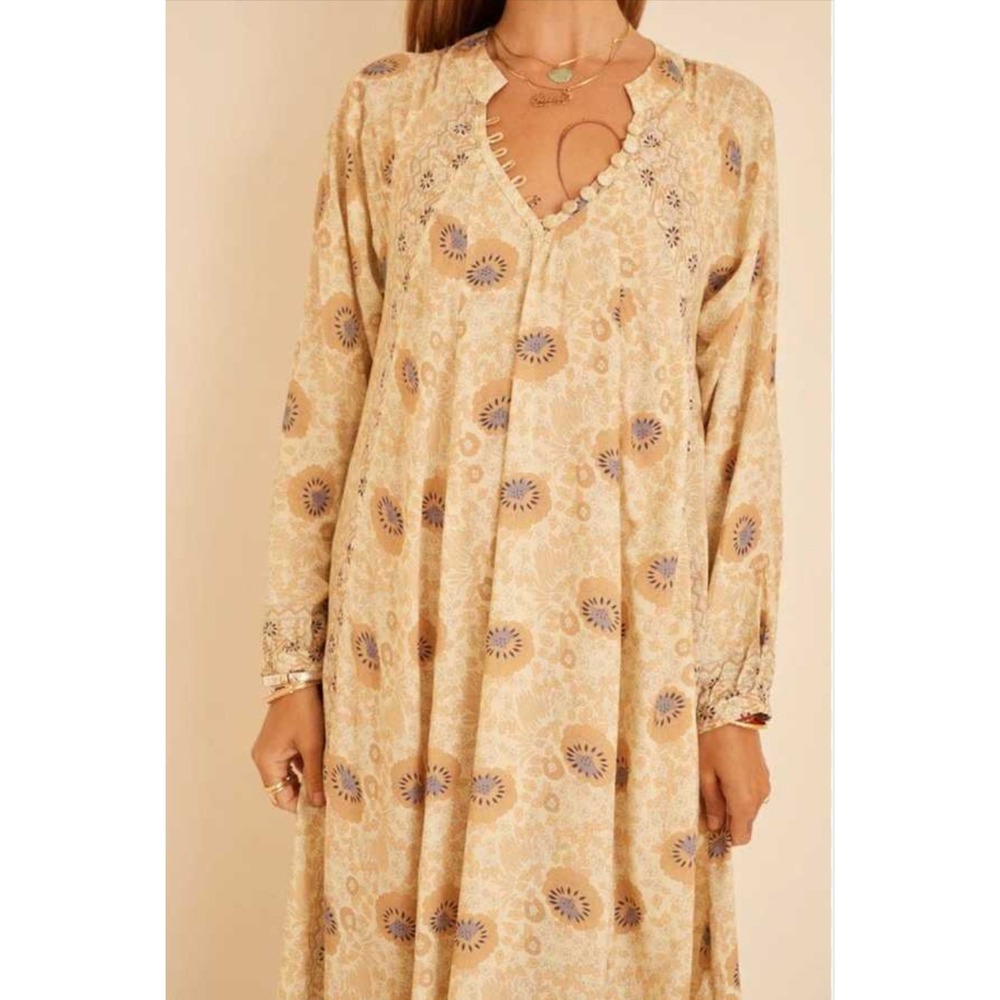 Natalie Martin Beige Floral Maxi Dress